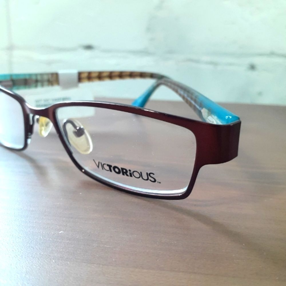 NEW Victorious, eyeglass frame, Prescription-ready Blue/Brown glasses, 51-18-135 - Picture 4 of 7